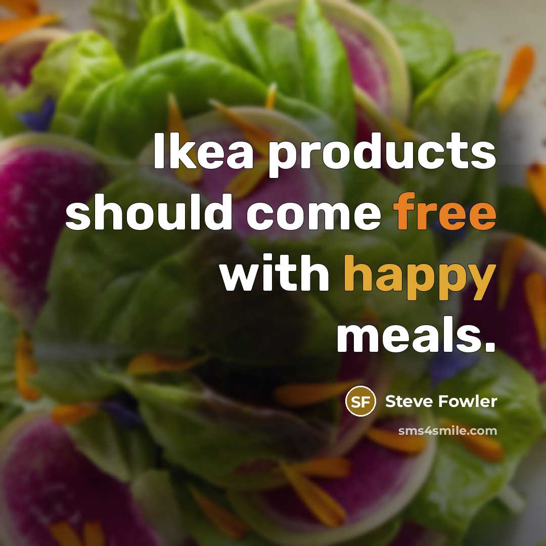“Ikea products should come free with happy meals.” quote by Steve Fowler