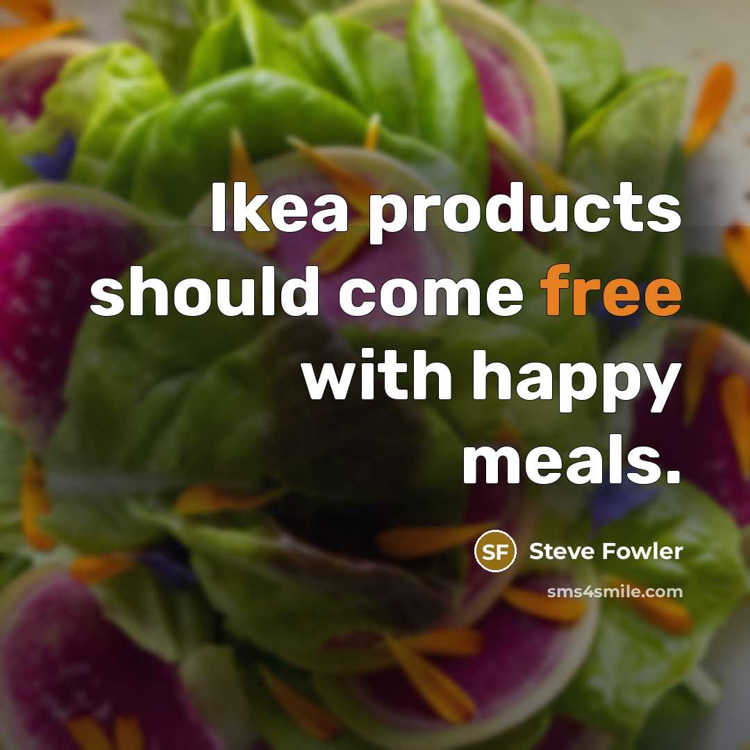 “Ikea products should come free with happy meals.…” quote by Steve Fowler