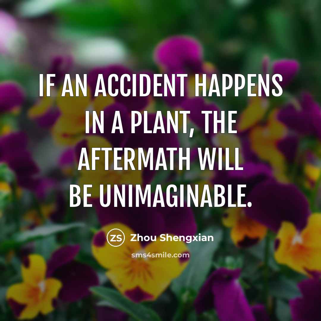 “If an accident happens in a plant, the aftermath will…” quote by Zhou Shengxian