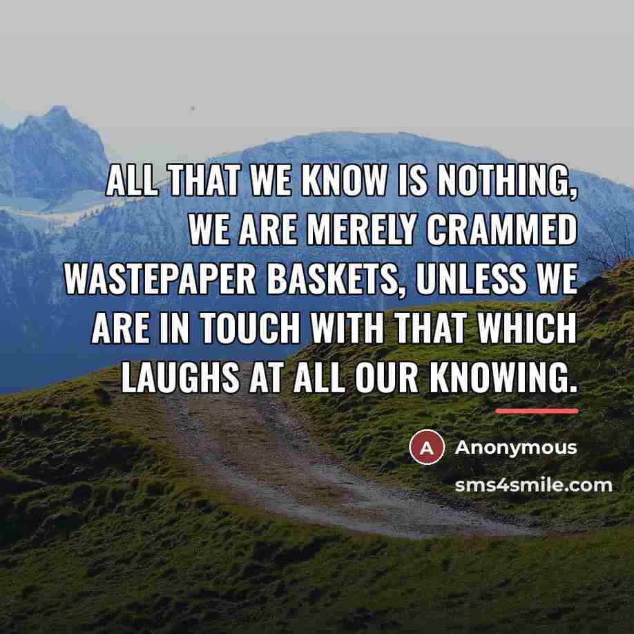 “All that we know is nothing, we are merely crammed…” quote by Anonymous