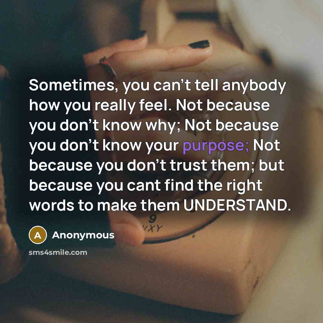 “Sometimes, you can't tell anybody how you really feel. Not…” quote by Anonymous