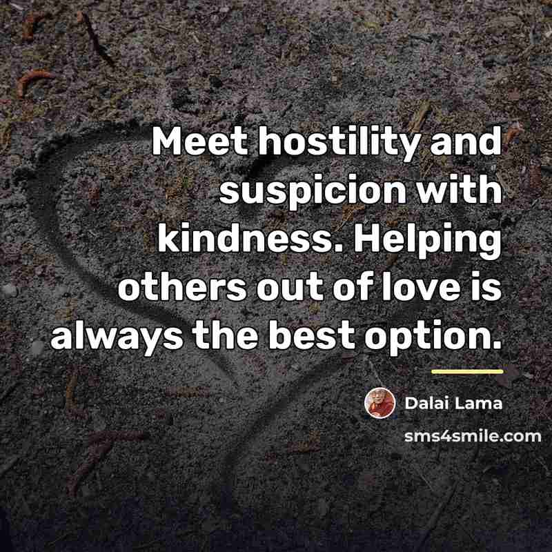 “Meet hostility and suspicion with kindness. Helping others out of…” quote by Dalai Lama