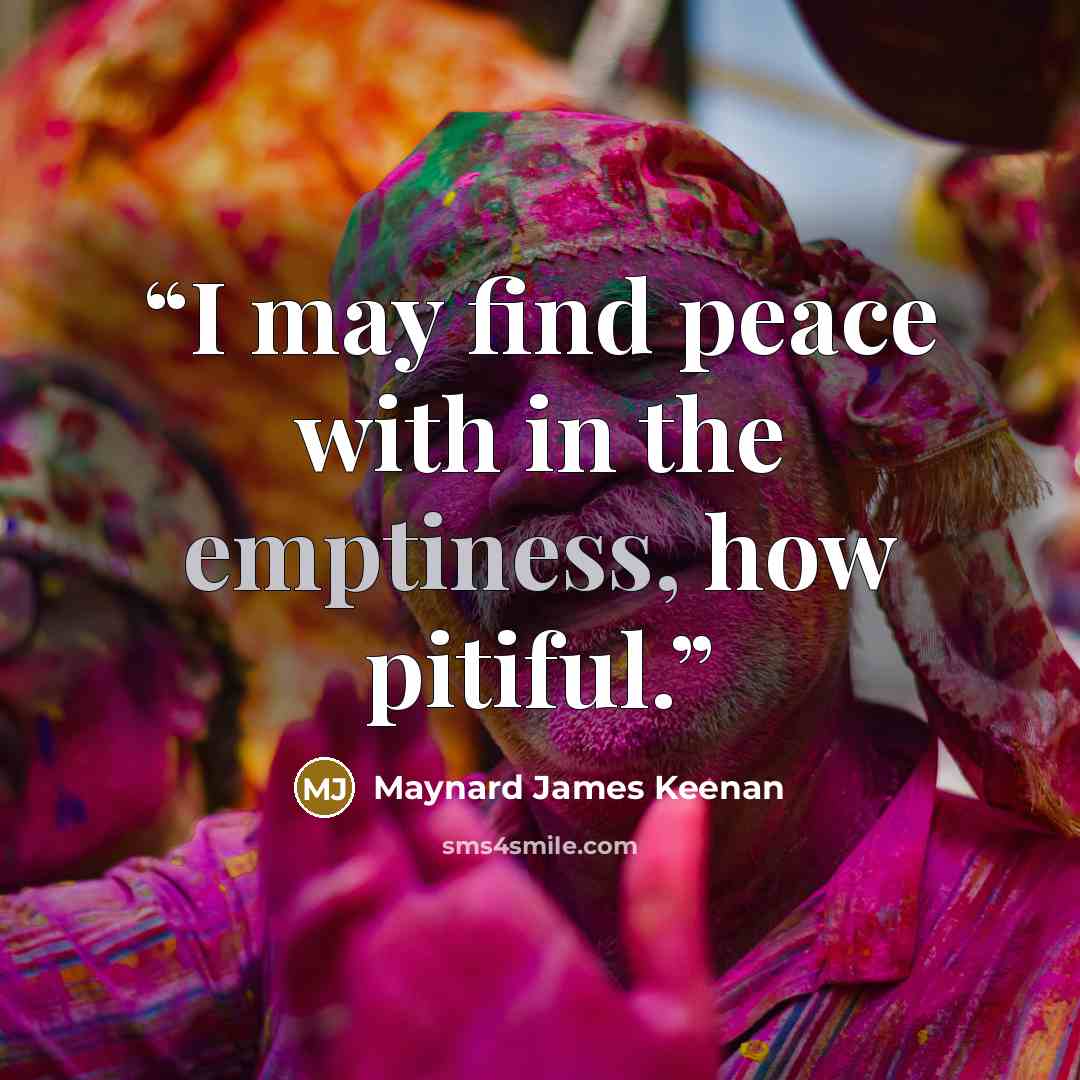 “I may find peace with in the emptiness, how pitiful.” quote by Maynard James Keenan