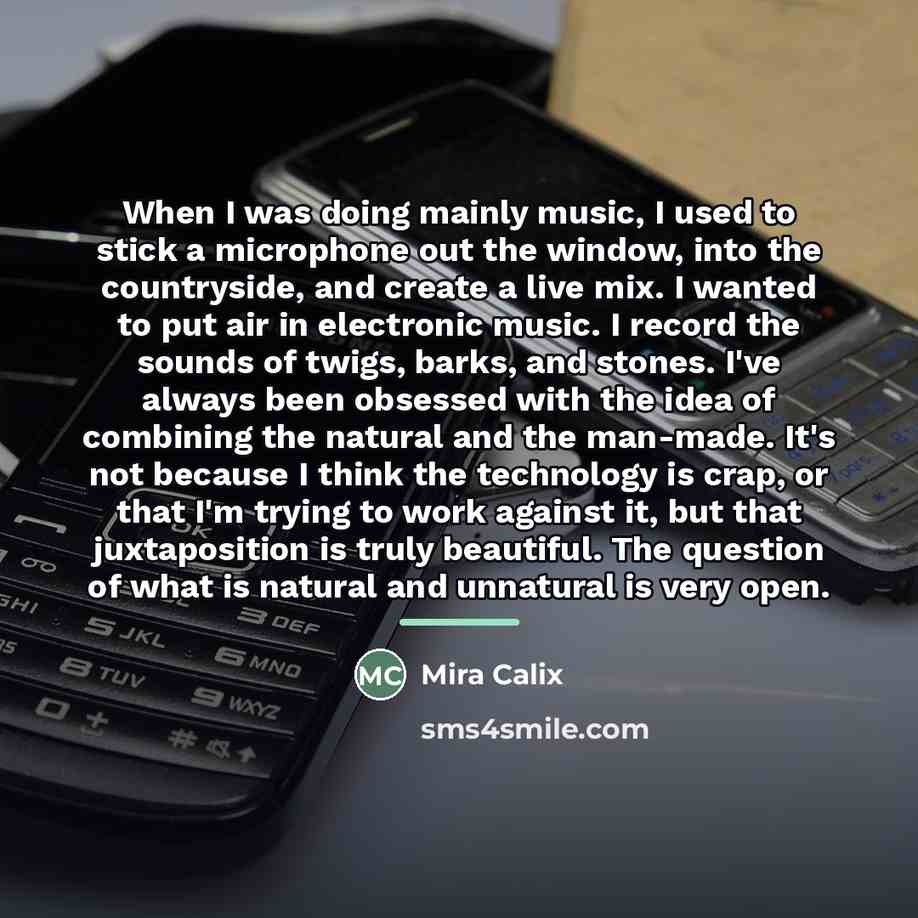 “When I was doing mainly music, I used to stick…” quote by Mira Calix