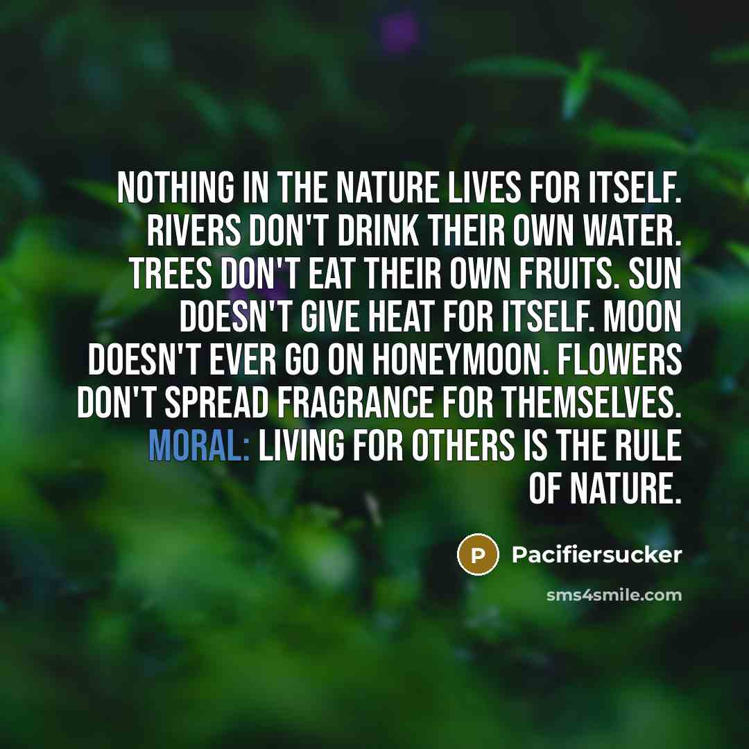 “Nothing in the nature Lives For Itself. Rivers don't Drink…” quote by Pacifiersucker