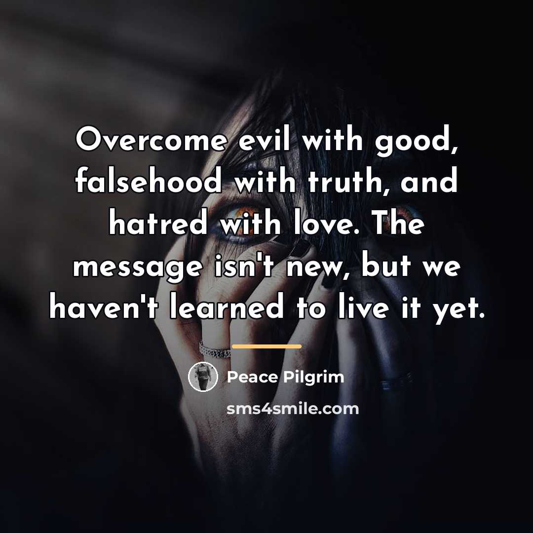 “Overcome evil with good, falsehood with truth, and hatred with…” quote by Peace Pilgrim