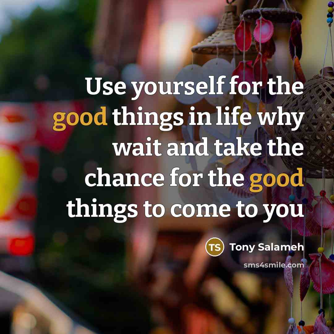 “Use yourself for the good things in life why wait…” quote by Tony Salameh