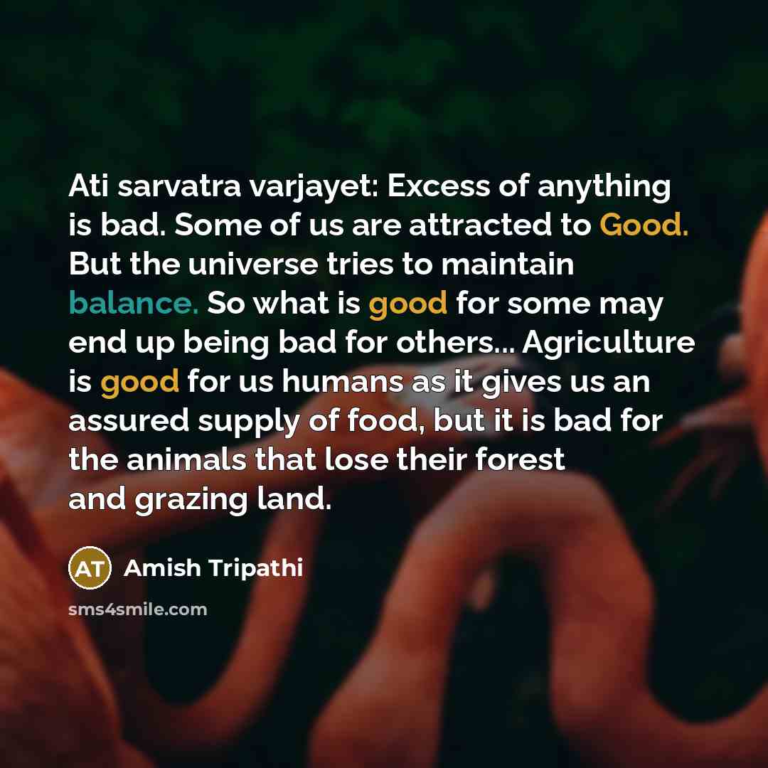 “Ati sarvatra varjayet: Excess of anything is bad. Some of…” quote by Amish Tripathi