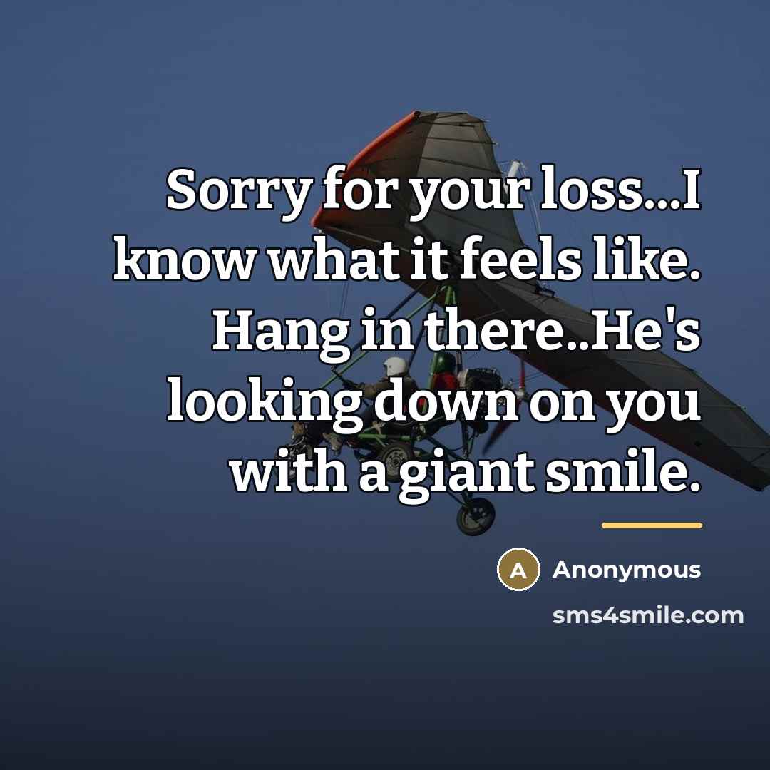 “Sorry for your loss...I know what it feels like. Hang…” quote by Anonymous