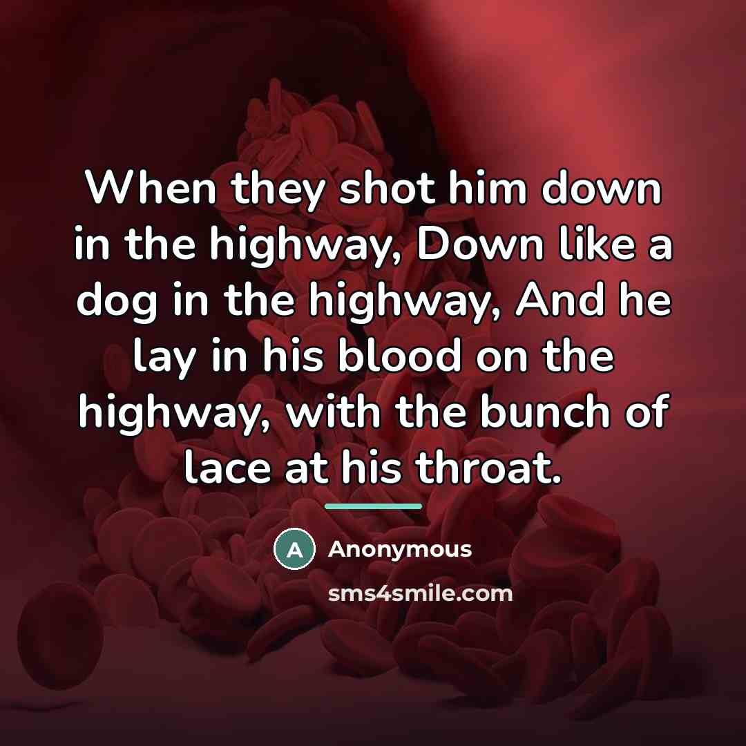 “When they shot him down in the highway, Down like…” quote by Anonymous