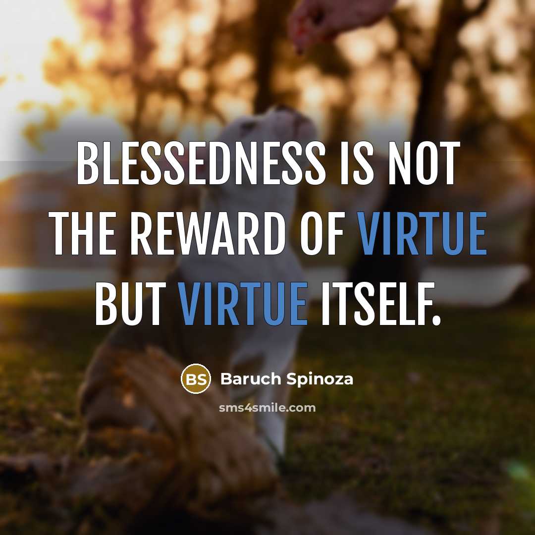 “Blessedness is not the reward of virtue but virtue itself.…” quote by Baruch Spinoza