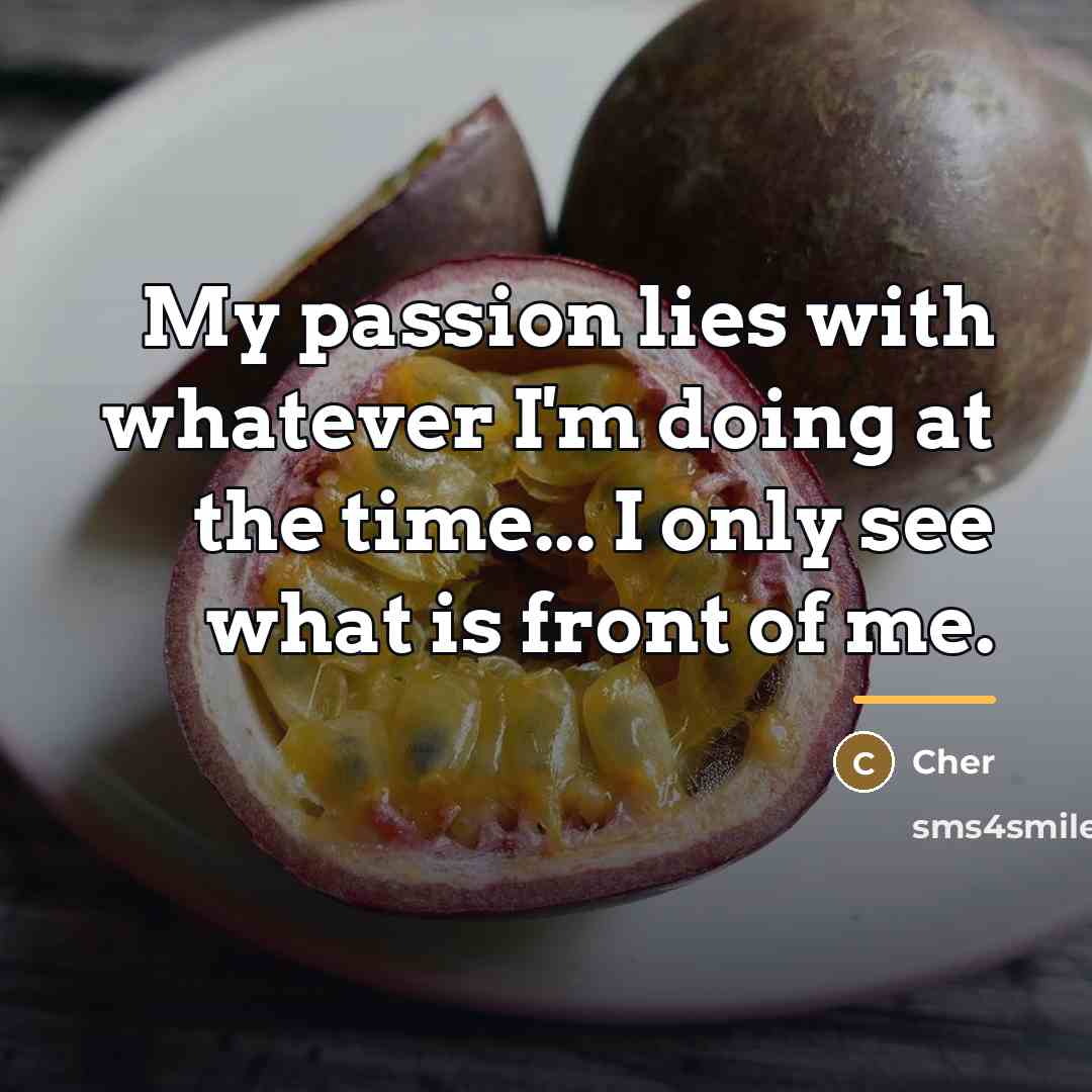 “My passion lies with whatever I'm doing at the time...…” quote by Cher