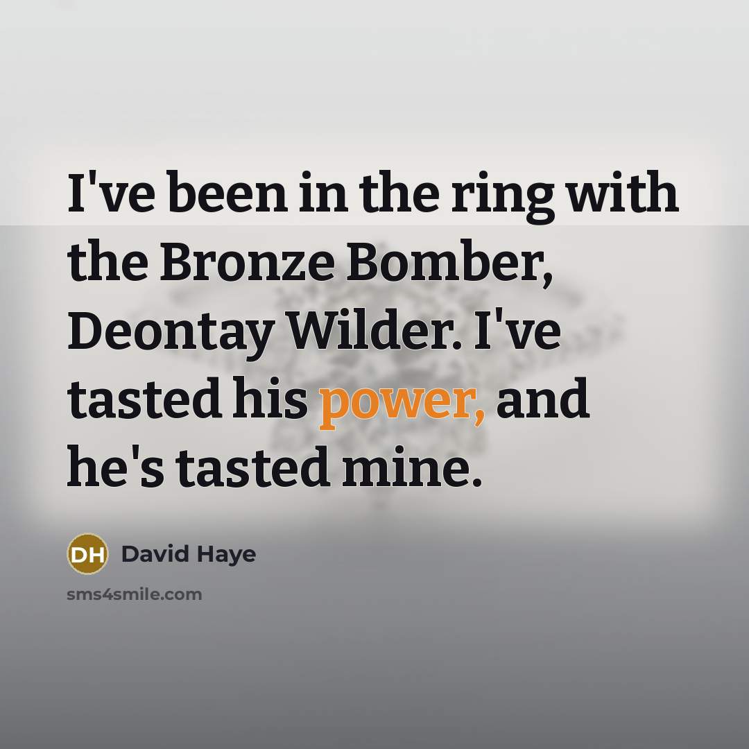 “I've been in the ring with the Bronze Bomber, Deontay…” quote by David Haye