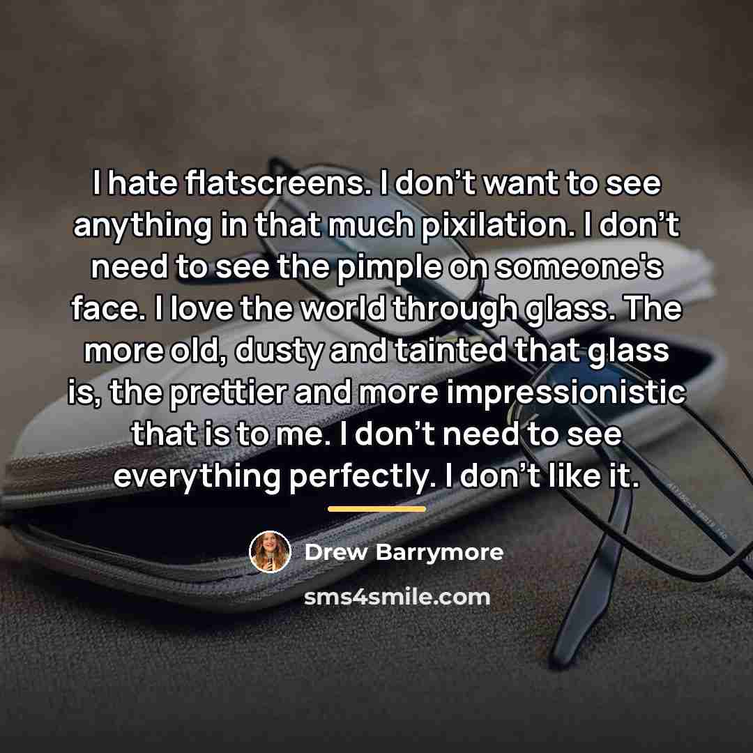 “I hate flatscreens. I don't want to see anything in…” quote by Drew Barrymore