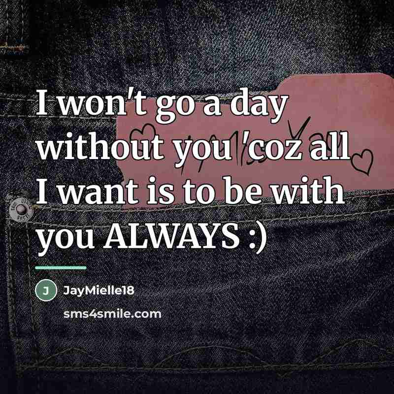 “I won't go a day without you 'coz all I…” quote by JayMielle18