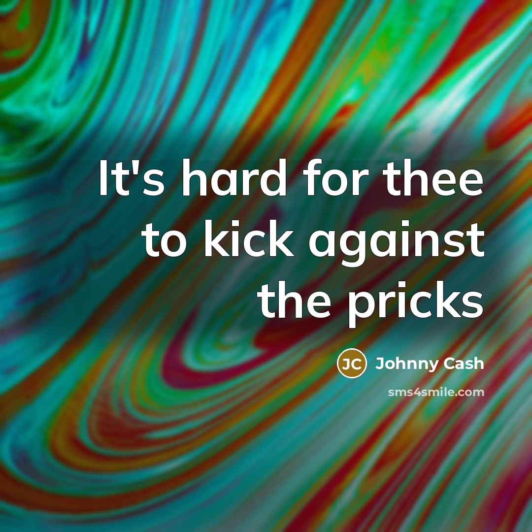 “It's hard for thee to kick against the pricks…” quote by Johnny Cash