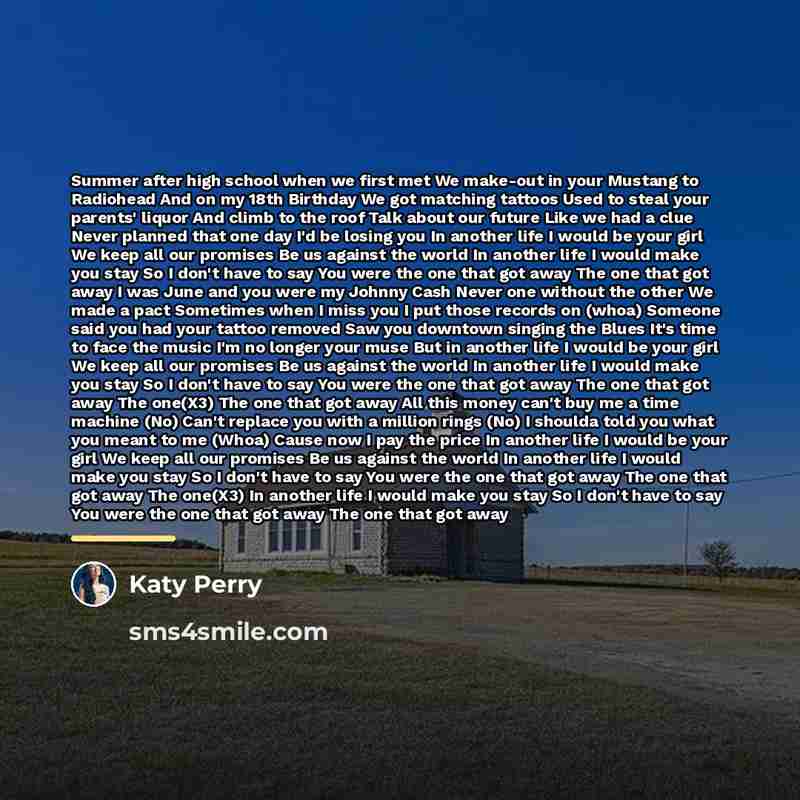 “Summer after high school when we first met We make-out…” quote by Katy Perry
