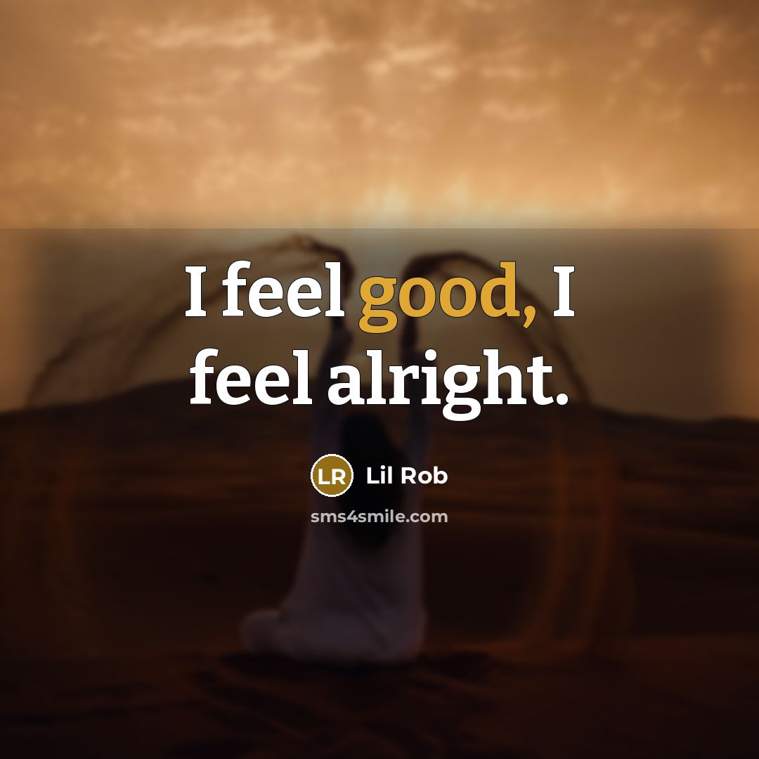 “I feel good, I feel alright.…” quote by Lil Rob
