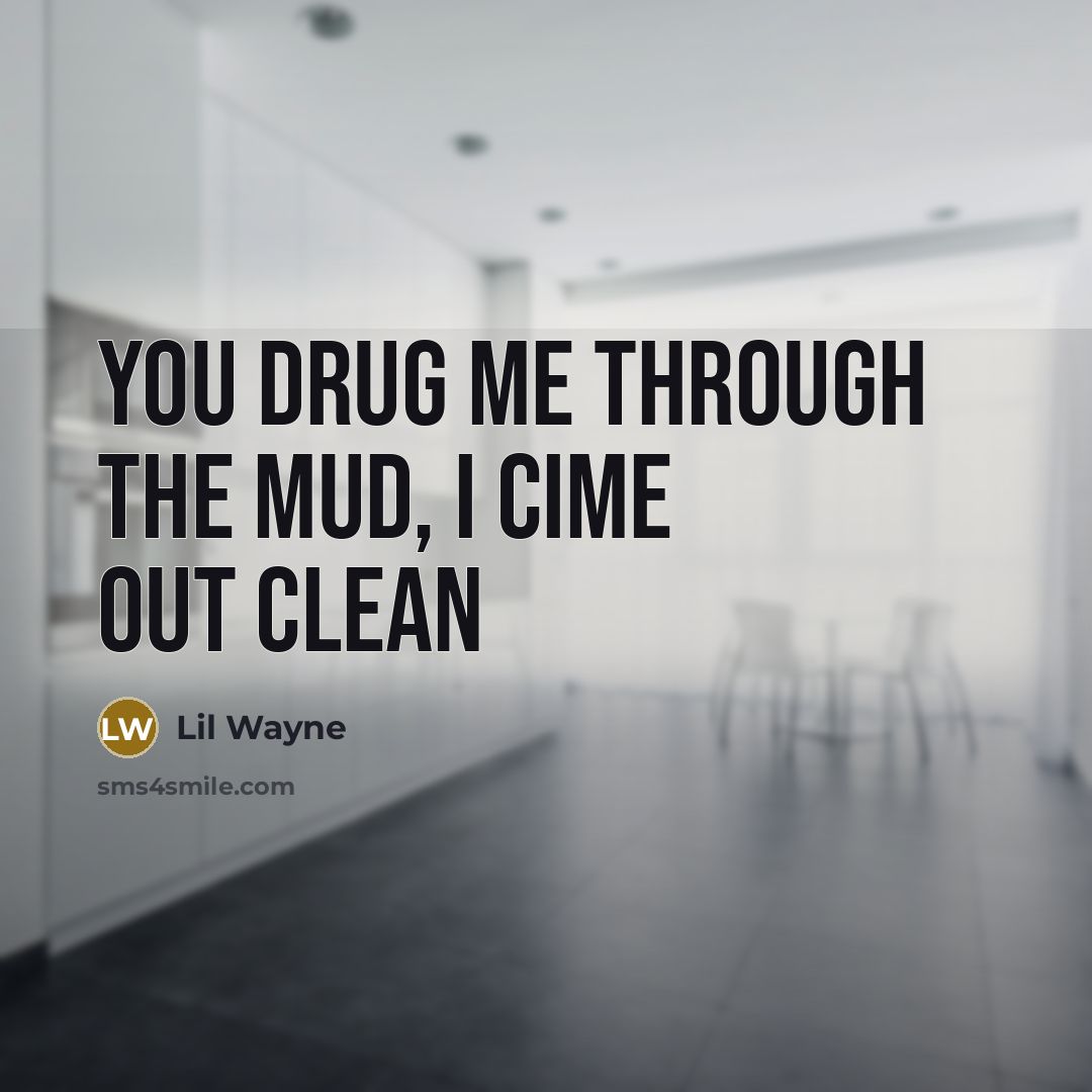 “You drug me through the mud, I cime out clean…” quote by Lil Wayne