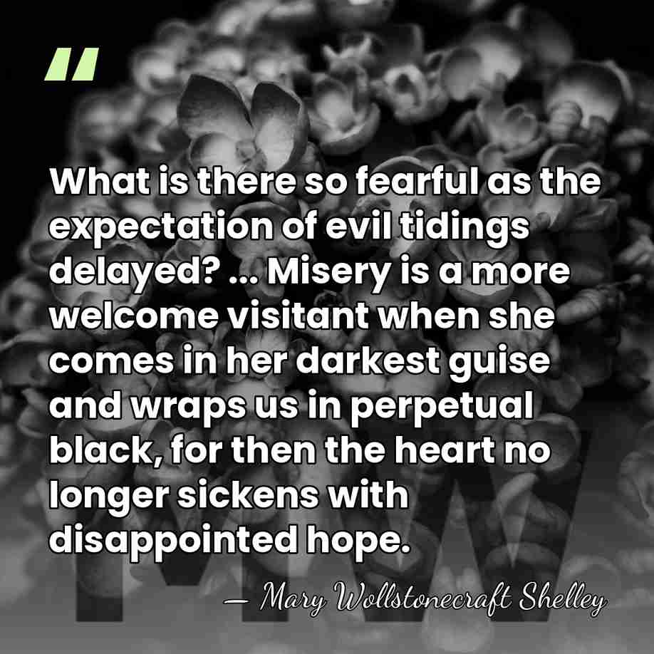 What is there so fearful as the expectation of evil tidings delayed?&hellip; - Mary Wollstonecraft Shelley