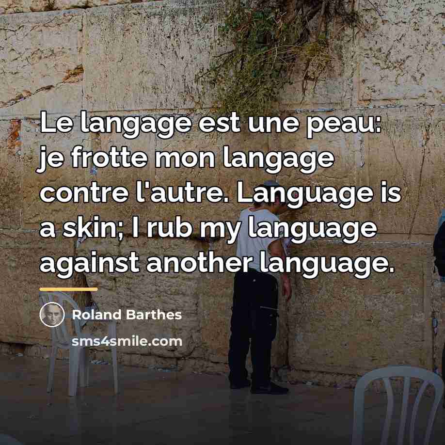 “Le langage est une peau: je frotte mon langage contre…” quote by Roland Barthes