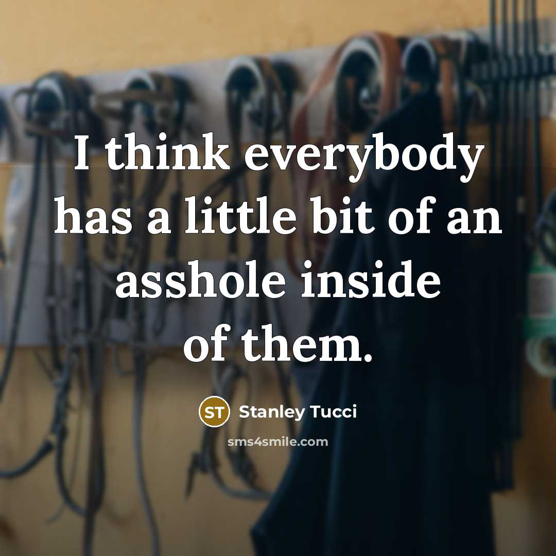 “I think everybody has a little bit of an asshole…” quote by Stanley Tucci
