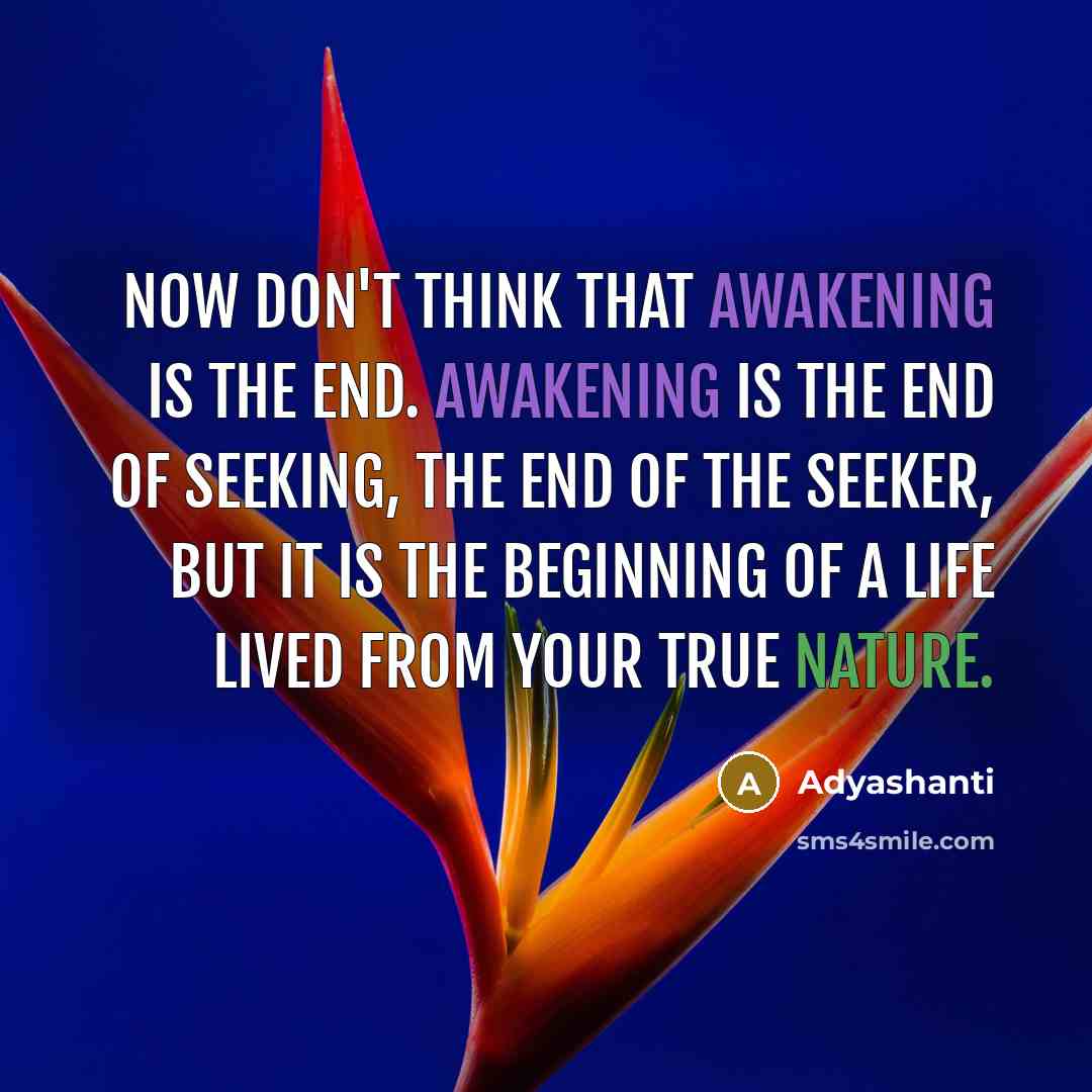 “Now don't think that awakening is the end. Awakening is…” quote by Adyashanti