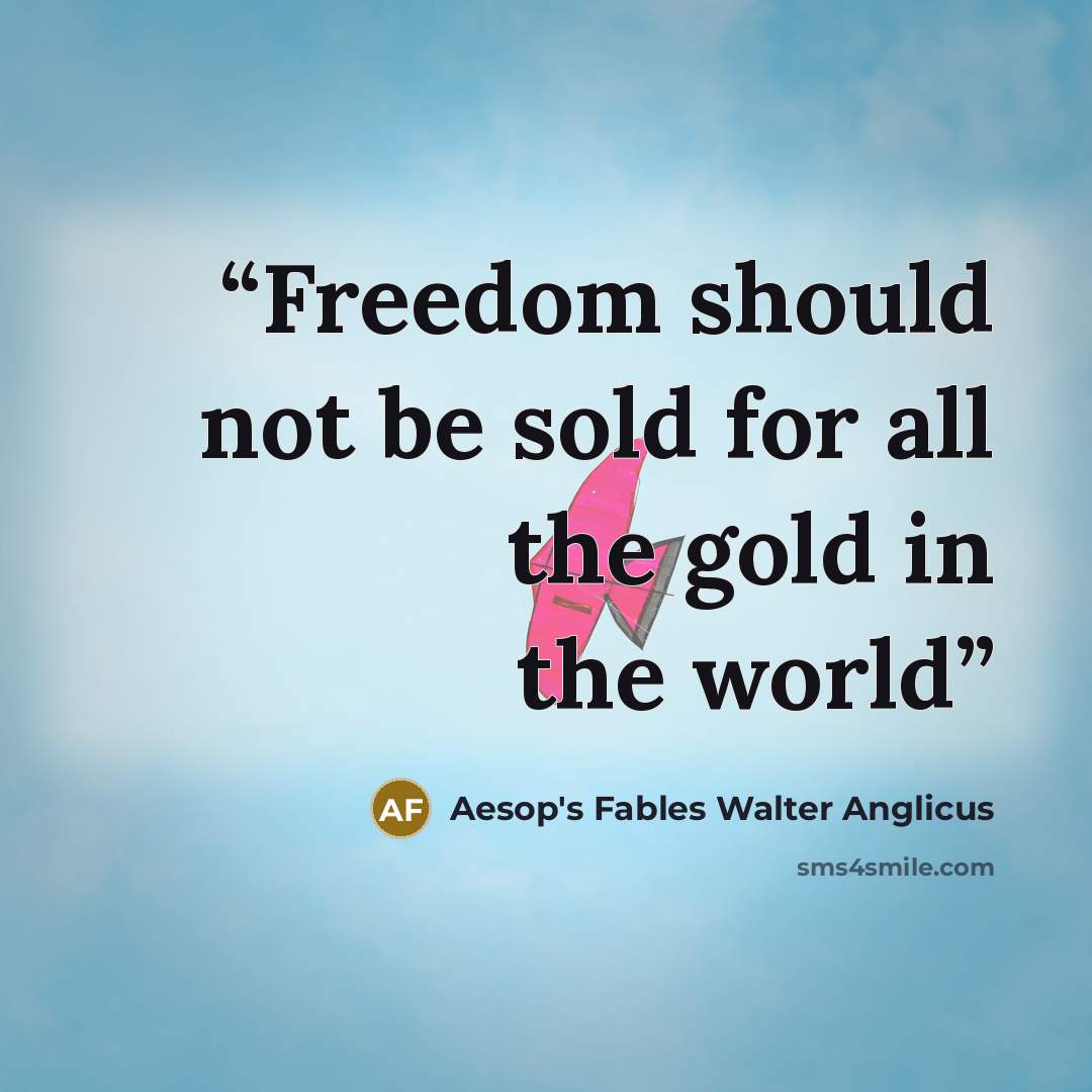 “Freedom should not be sold for all the gold in the world” quote by Aesop's Fables Walter Anglicus