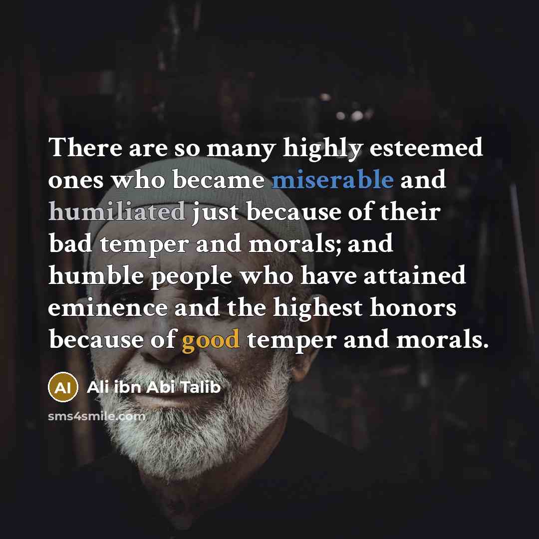 “There are so many highly esteemed ones who became miserable…” quote by Ali ibn Abi Talib
