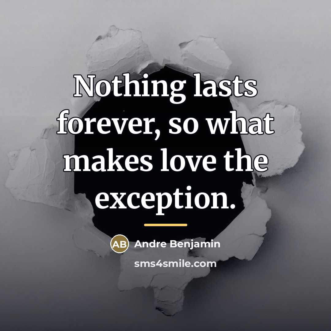 “Nothing lasts forever, so what makes love the exception.…” quote by Andre Benjamin