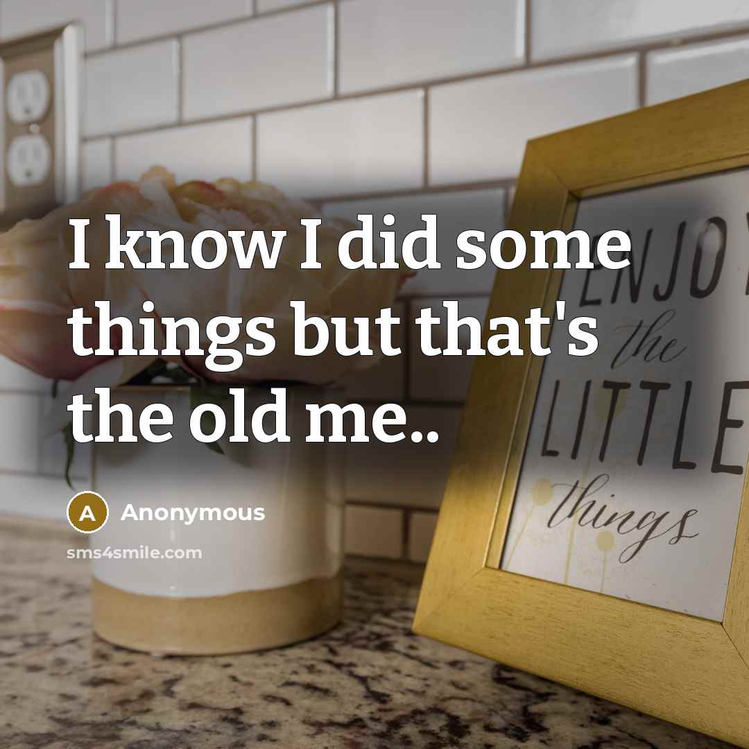 “I know I did some things but that's the old me..” quote by Anonymous