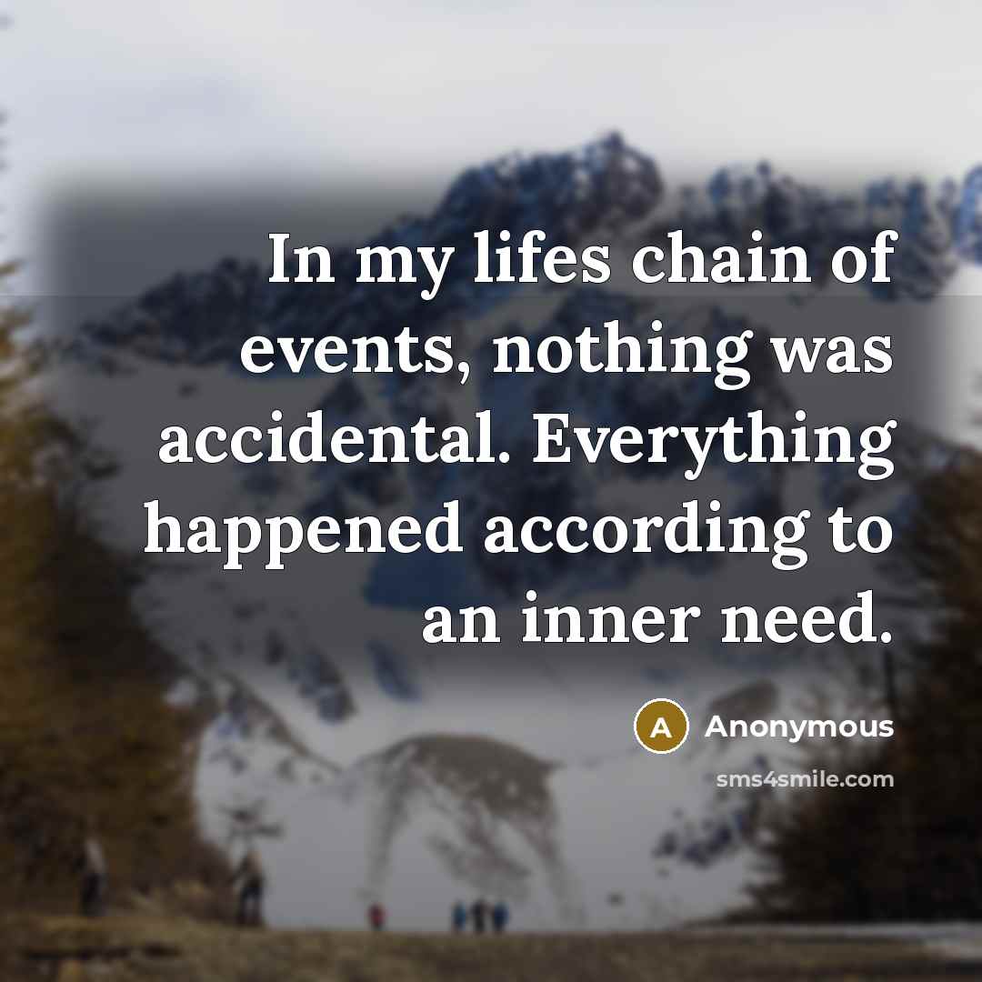 “In my lifes chain of events, nothing was accidental. Everything…” quote by Anonymous