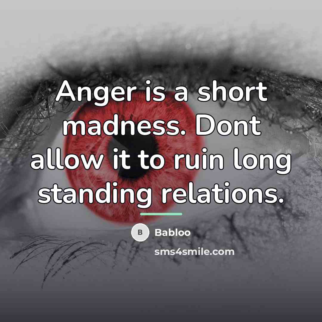 “Anger is a short madness. Dont allow it to ruin…” quote by Babloo