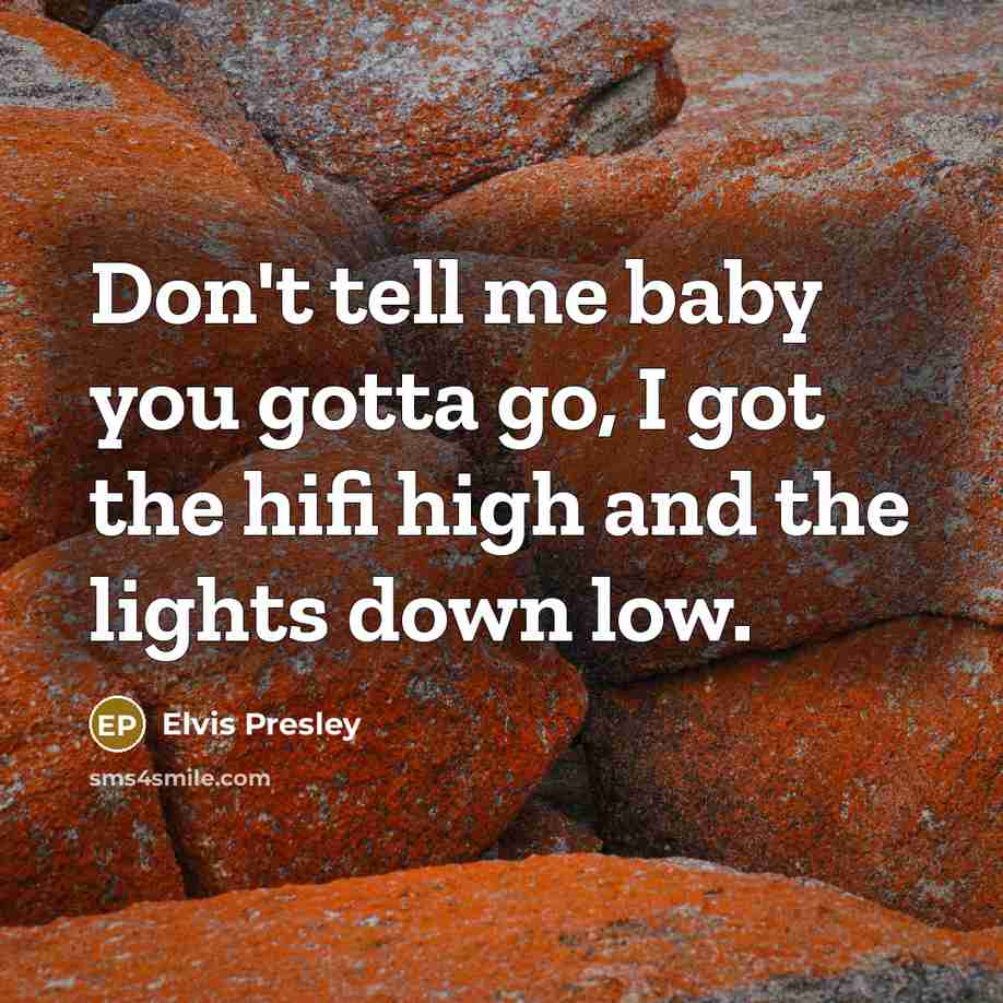 “Don't tell me baby you gotta go, I got the…” quote by Elvis Presley