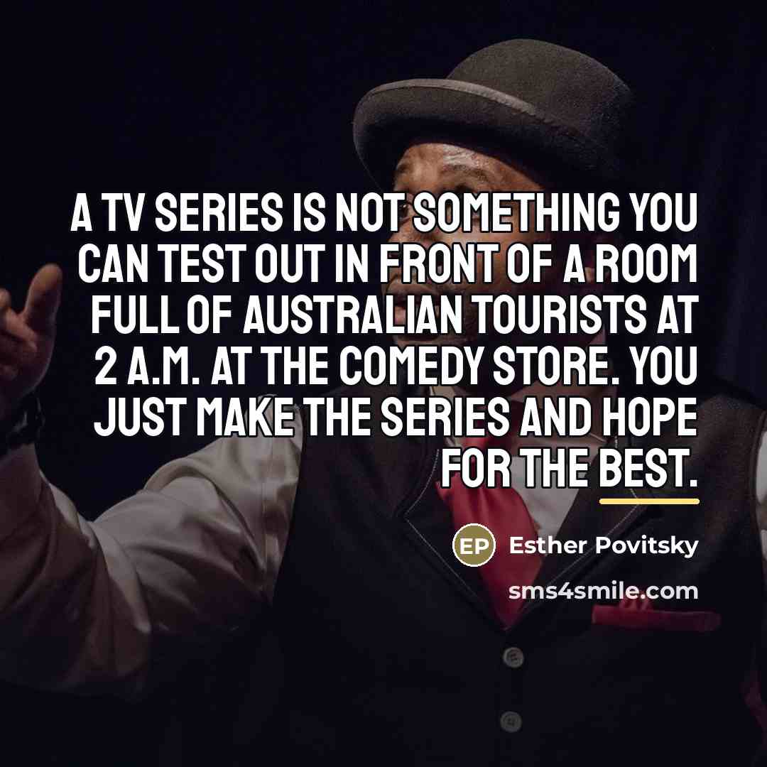 “A TV series is not something you can test out…” quote by Esther Povitsky