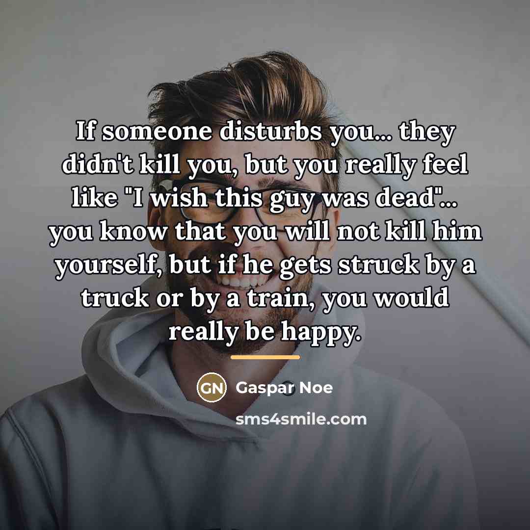 “If someone disturbs you... they didn't kill you, but you…” quote by Gaspar Noe