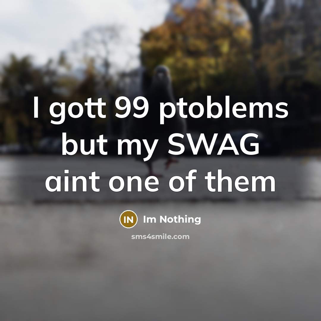 “I gott 99 ptoblems but my SWAG aint one of…” quote by Im Nothing