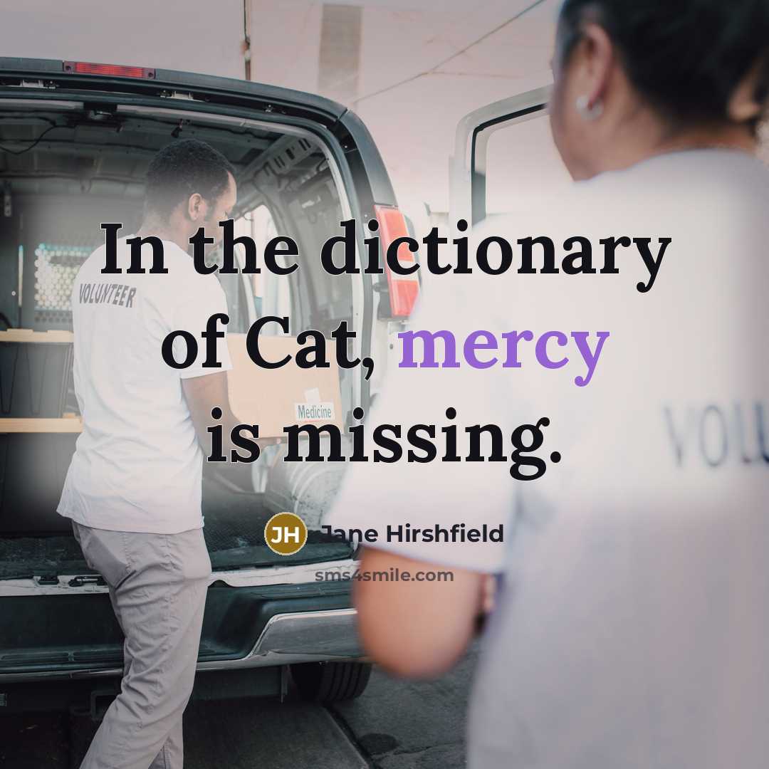 “In the dictionary of Cat, mercy is missing.…” quote by Jane Hirshfield