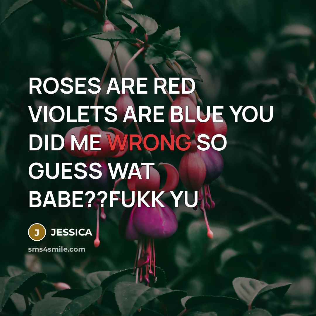 “ROSES ARE RED VIOLETS ARE BLUE YOU DID ME WRONG…” quote by JESSICA