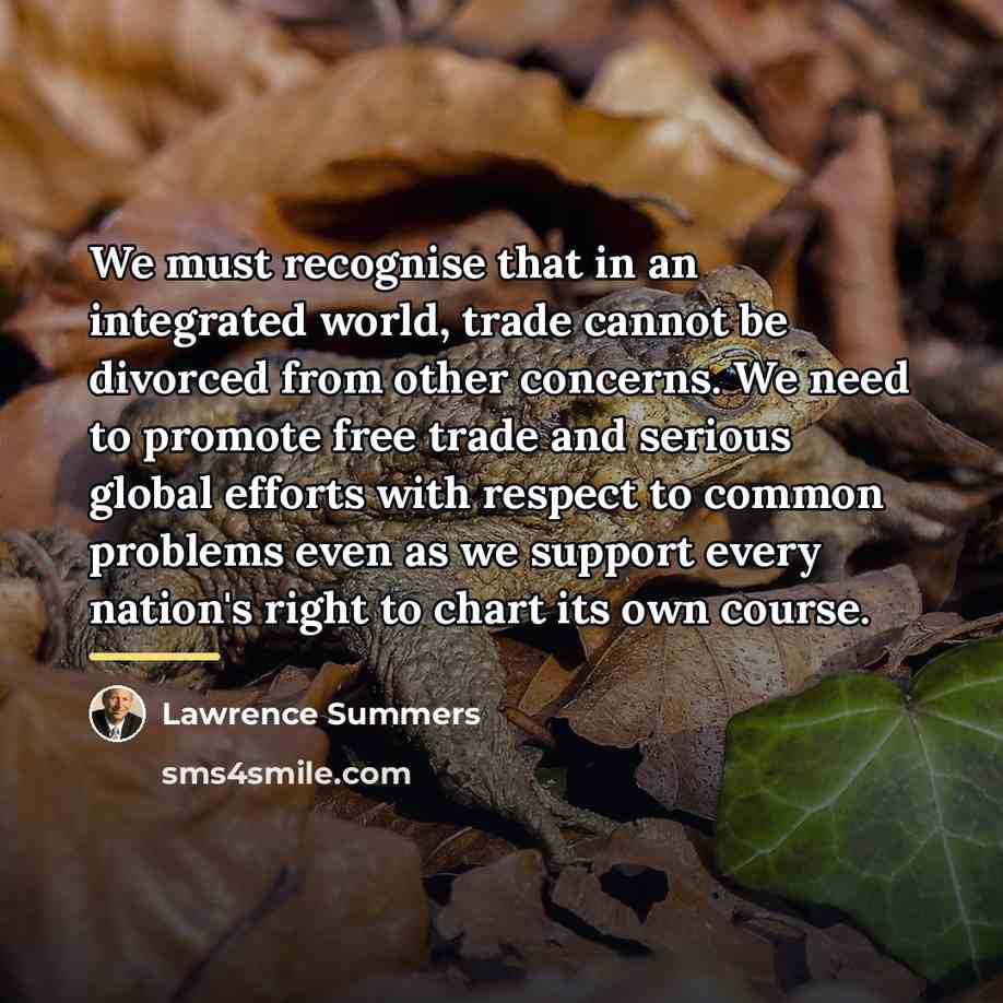 “We must recognise that in an integrated world, trade cannot…” quote by Lawrence Summers