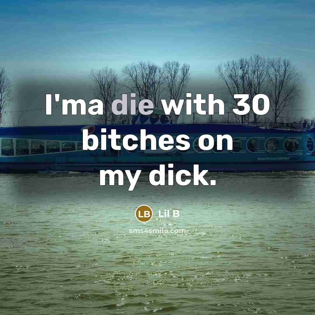 “I'ma die with 30 bitches on my dick.” quote by Lil B