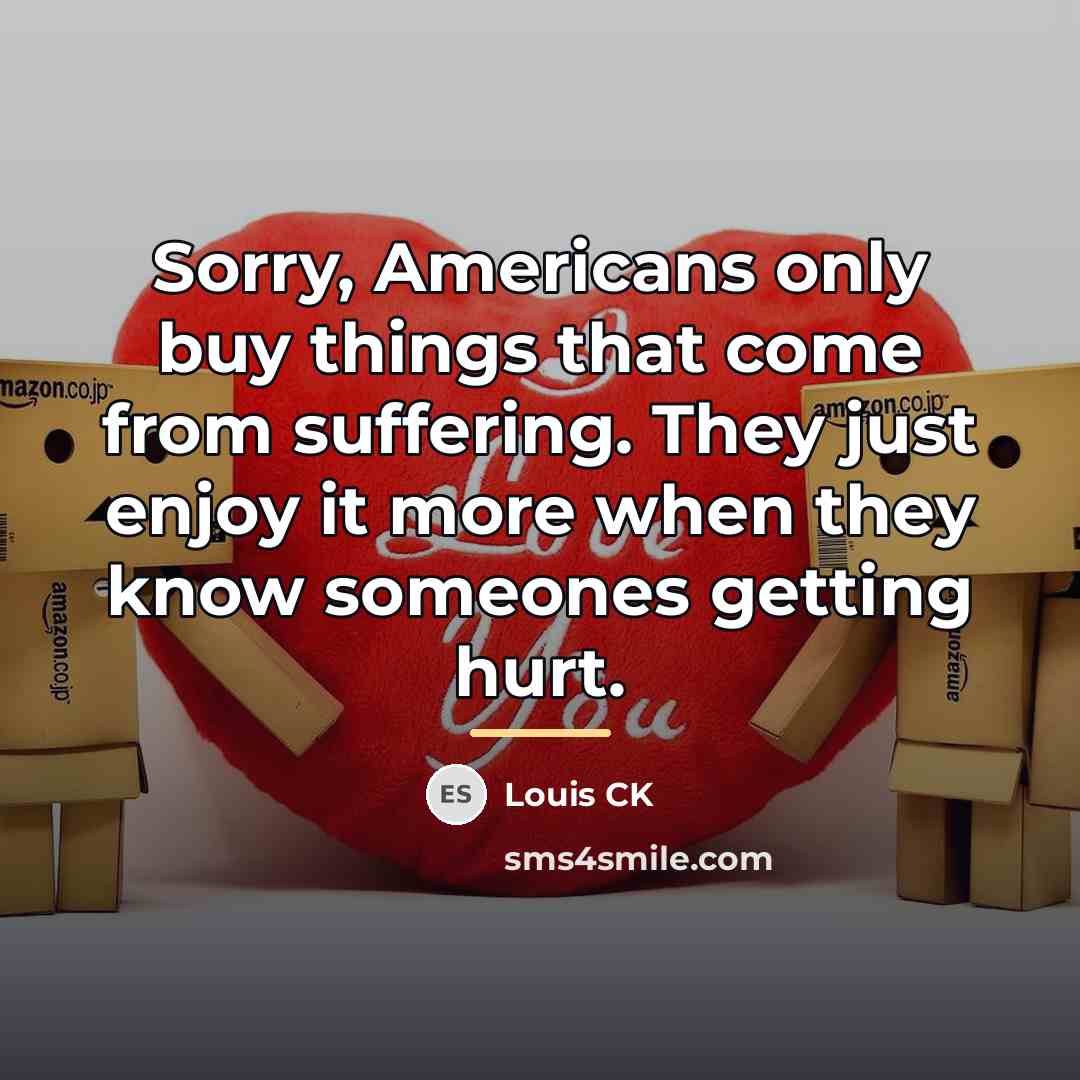 “Sorry, Americans only buy things that come from suffering. They…” quote by Louis CK