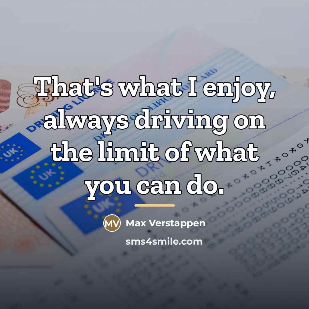 “That's what I enjoy, always driving on the limit of…” quote by Max Verstappen