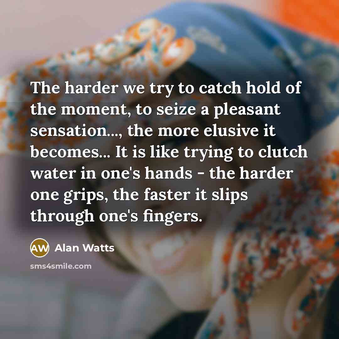 “The harder we try to catch hold of the moment,…” quote by Alan Watts