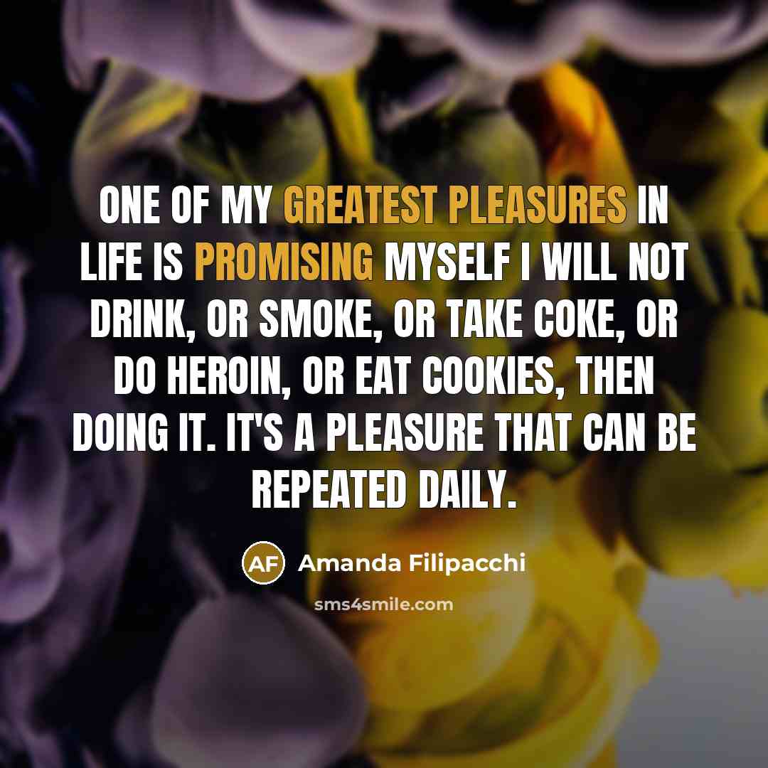 “One of my greatest pleasures in life is promising myself…” quote by Amanda Filipacchi
