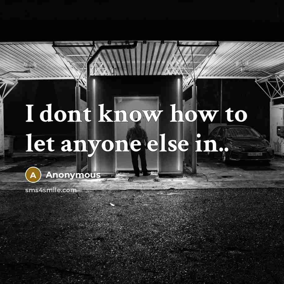 “I dont know how to let anyone else in..” quote by Anonymous