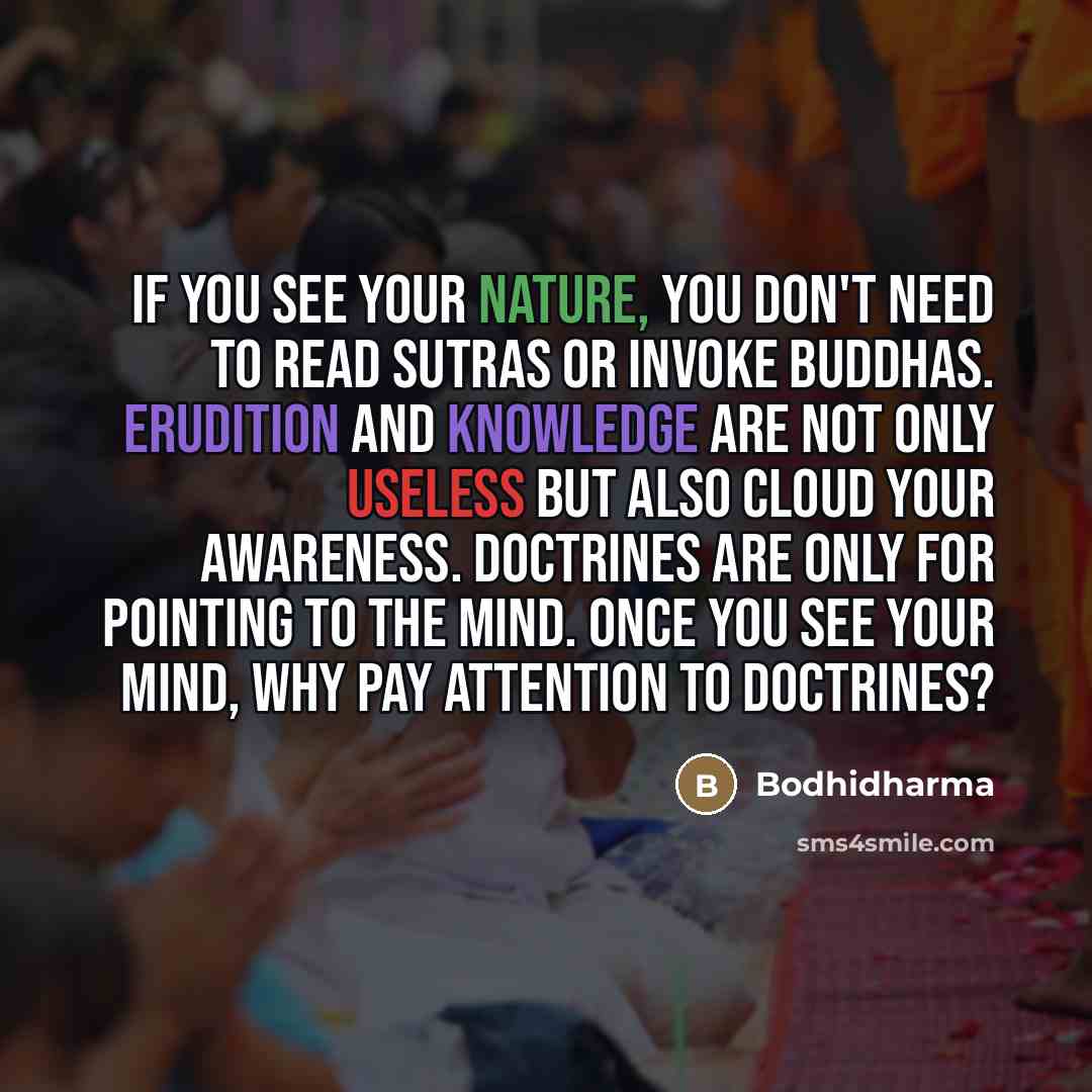 “If you see your nature, you don't need to read…” quote by Bodhidharma