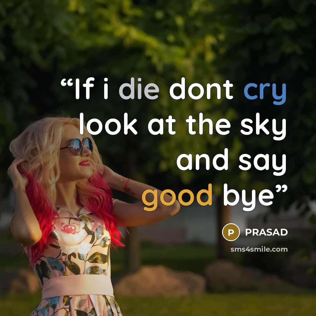 “If i die dont cry look at the sky and say good bye” quote by Prasad