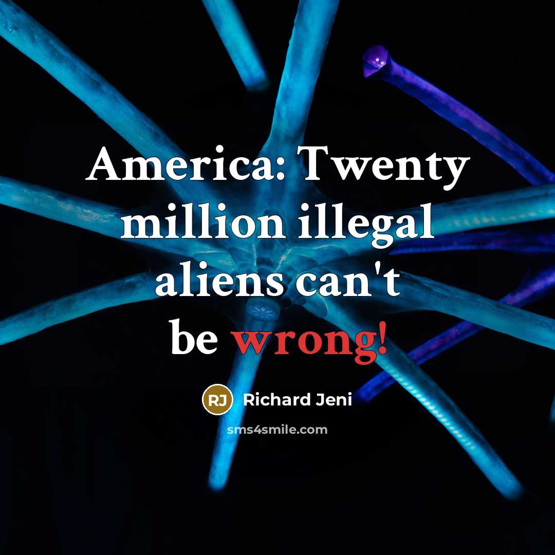 “America: Twenty million illegal aliens can't be wrong!…” quote by Richard Jeni