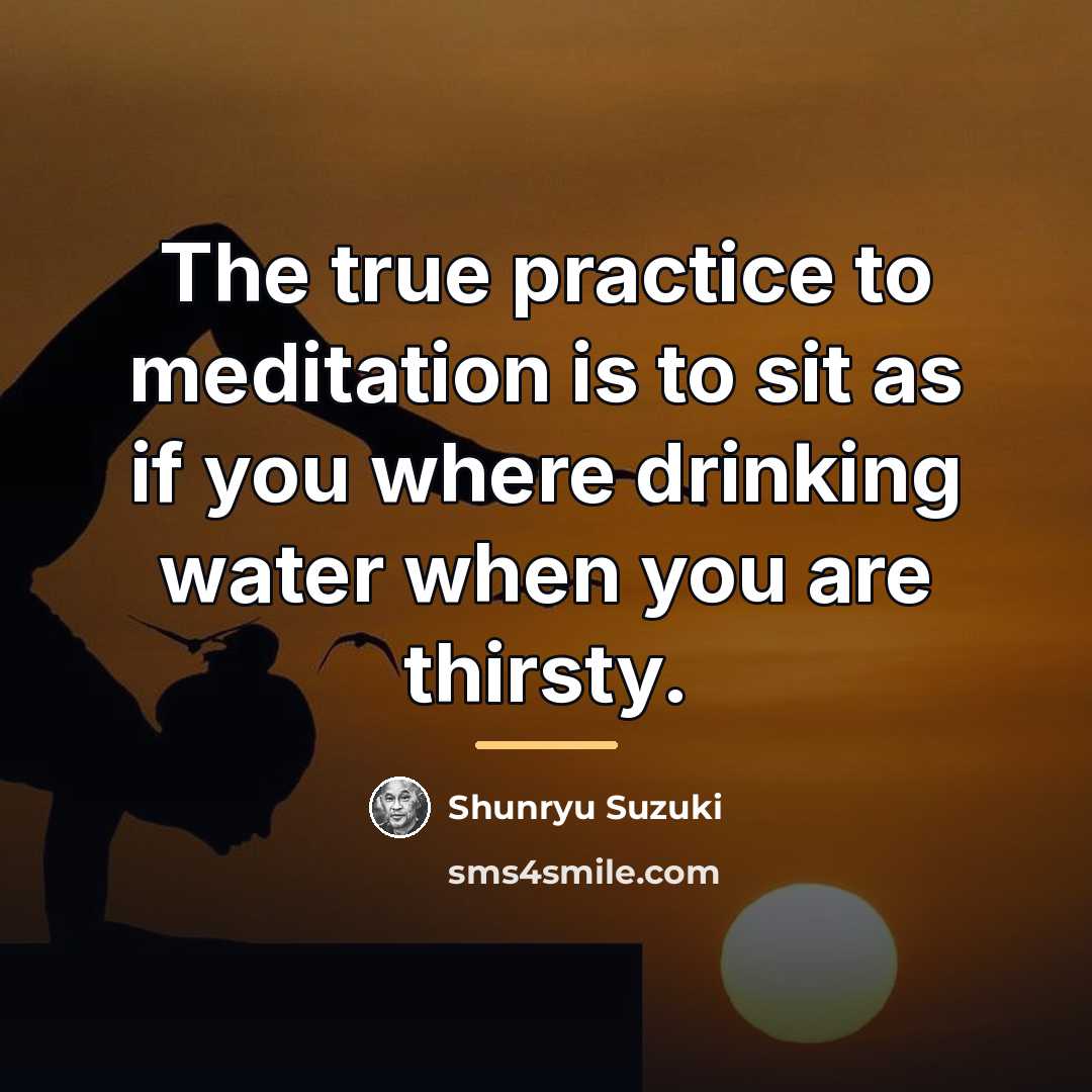 “The true practice to meditation is to sit as if…” quote by Shunryu Suzuki